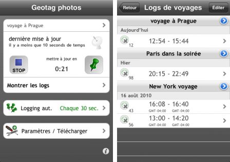 Application Geotag photos pro sur IOS iPhone