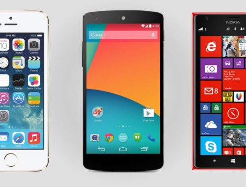 Smartphones iPhone iOS, Samsung Android, Windows Phone