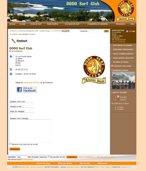 Contact Form Exemple Joomla! DODO Surf Club