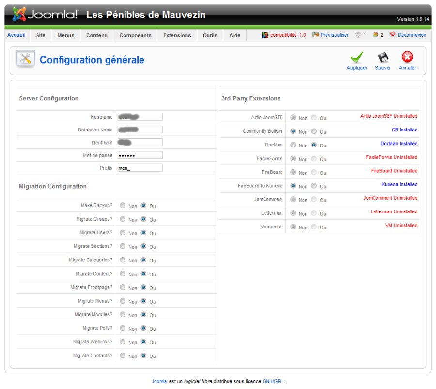 mtw migrator Joomla! admin Panel big screenshot