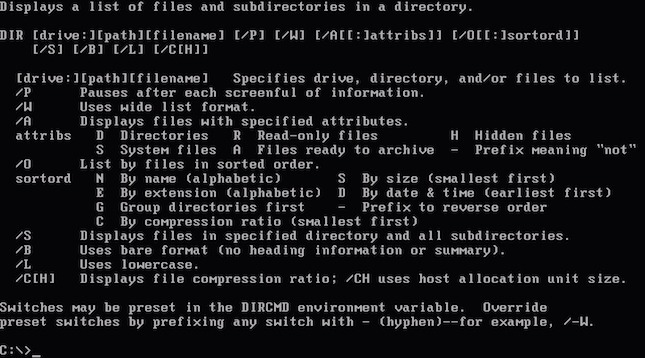 Ecran de terminal en langage de commande