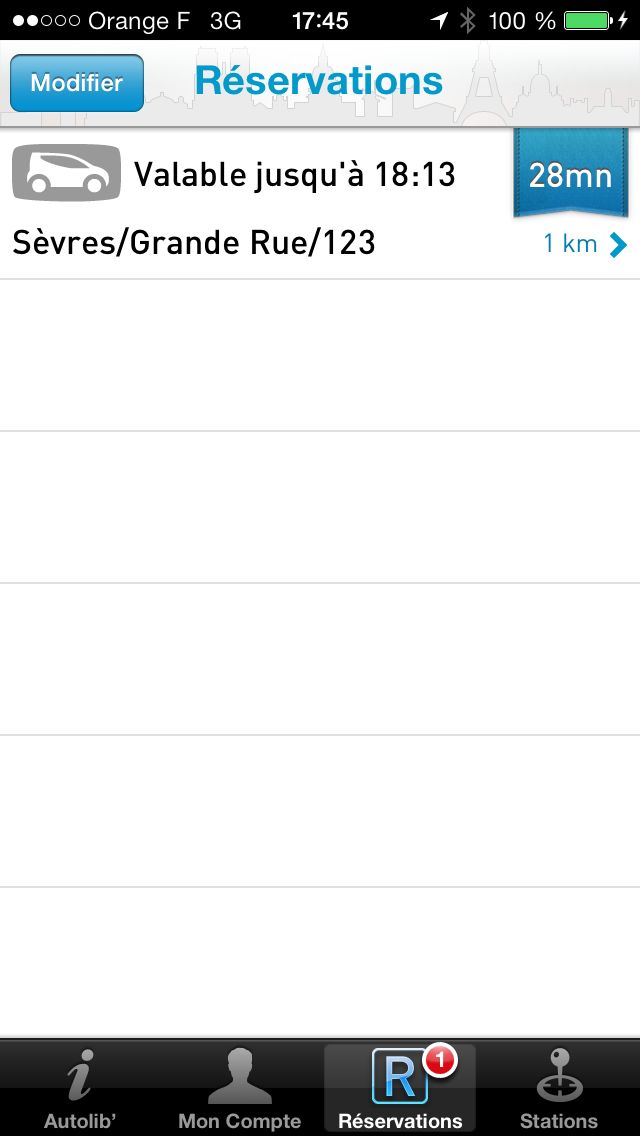 autolib liste réservation iPhone iOS app