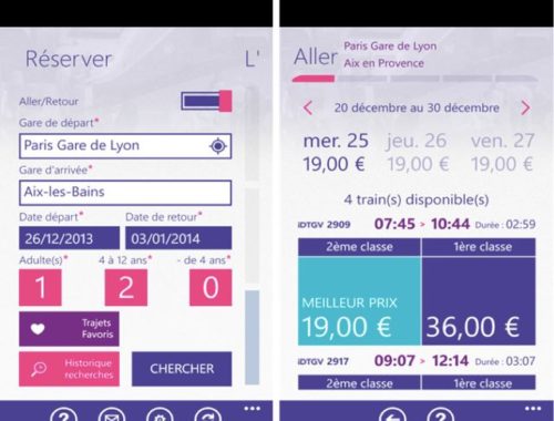 Captures écran application iDTGV pour Windows Store