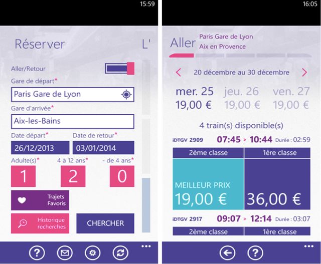 Conception UX/UI iDTGV Windows Phone 8 app 2.0