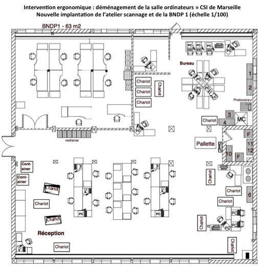 Réorganisation de locaux dans un centre de services