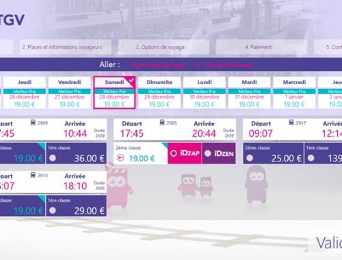 capture écran d'une page de sélection d'un trajet dans l'application iDTGV Windows 8