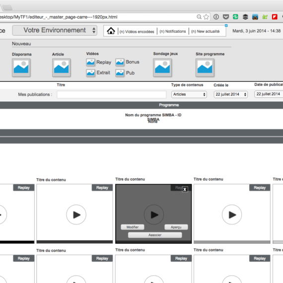 MyTF1 portail Backoffice prototype UI Axure