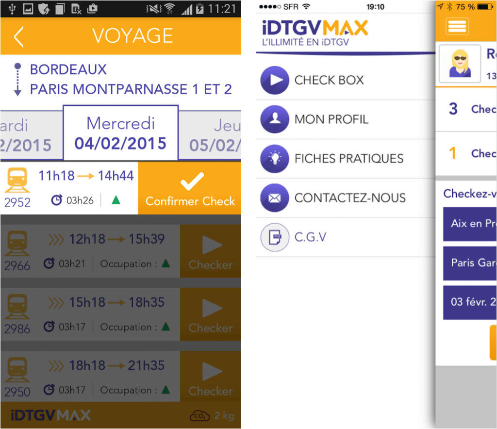 Conception UX/UI iDTGV Max iPhone iOS et Android apps