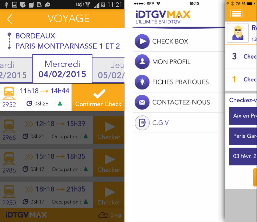 Conception UX/UI iDTGV Max iPhone iOS et Android apps