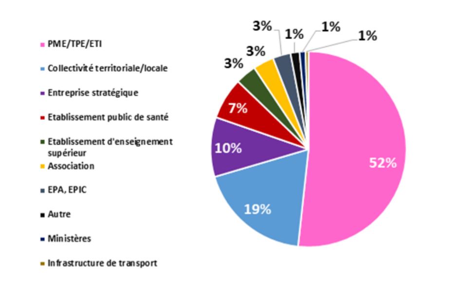 Répartition des entités victimes d’attaques par rançongiciel dans le cadre des incidents traités par
l’ANSSI en 2021