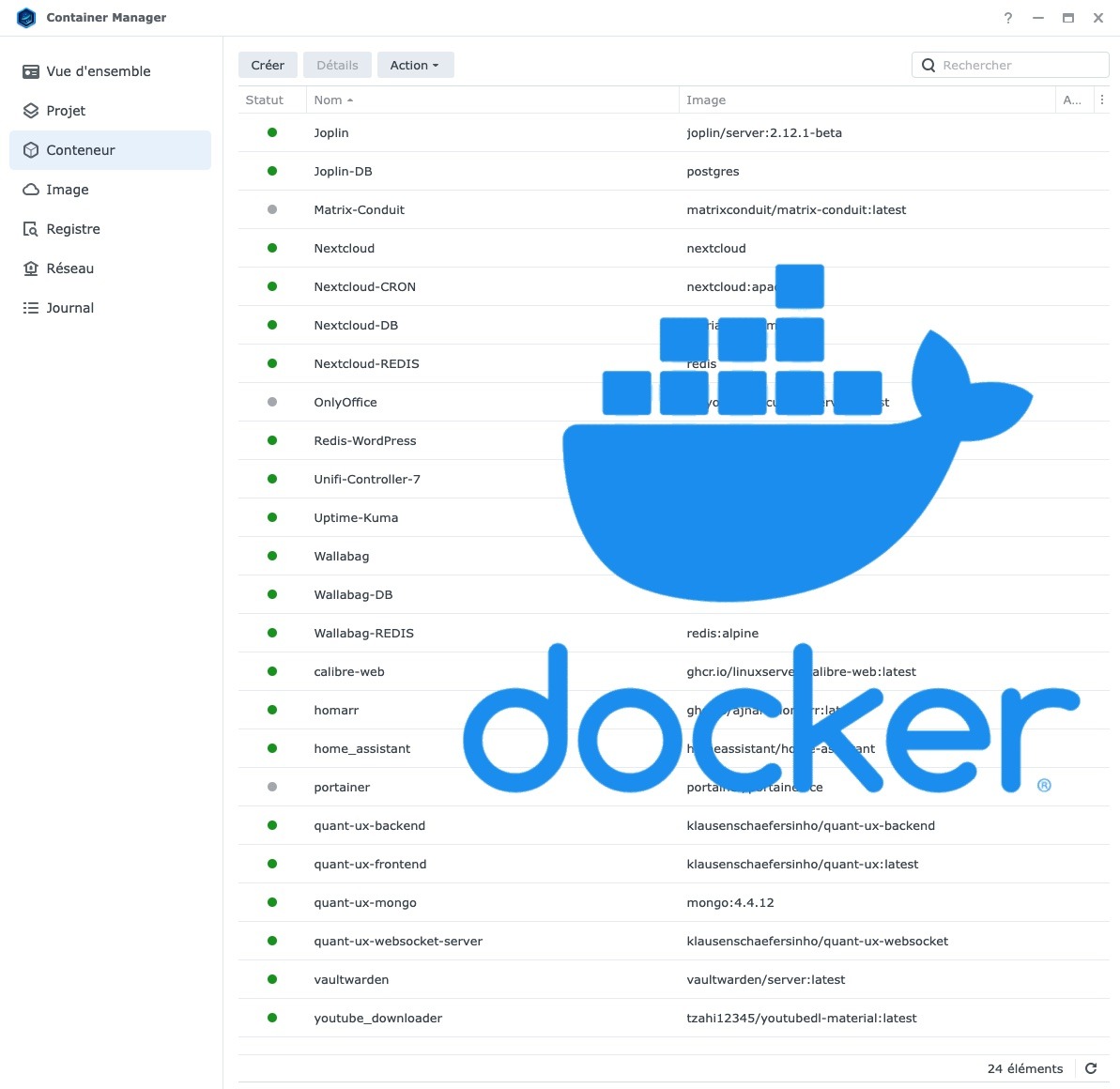 Docker containers dans Synology DSM